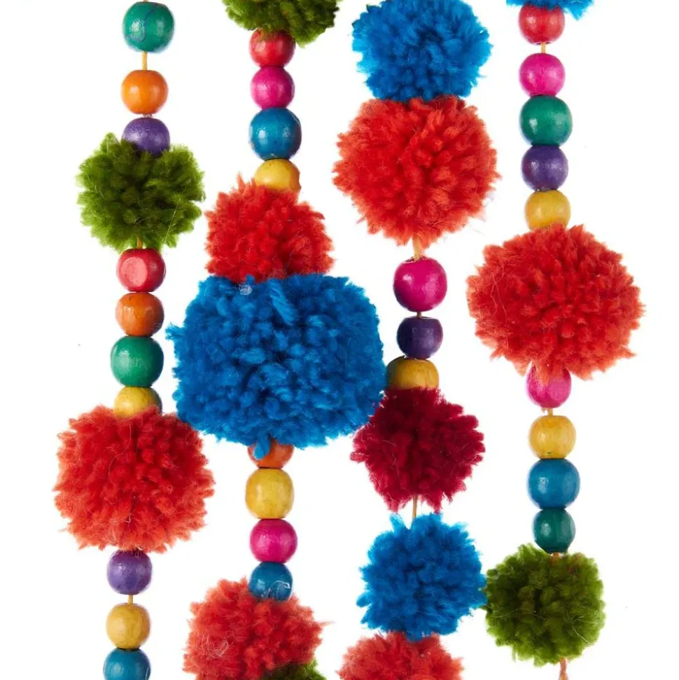 Garlands (Tree)^Kurt S Adler Multi-Color Pompom Garland, C2553