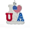 Glass^Kurt S Adler Noble Gems "I Love Usa" Glass Christmas Ornament, Nb1286, Kurt Adler