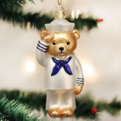 Glass^Old World Christmas Owc Navy Bear Ornament, 12404
