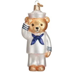 Glass^Old World Christmas Owc Navy Bear Ornament, 12404