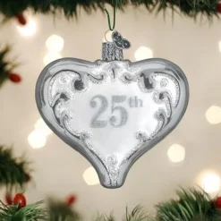 Glass^Old World Christmas Owc 25Th Anniversary Heart Ornament, 30055