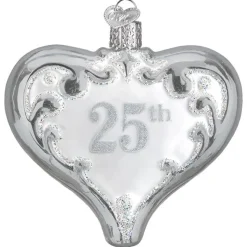Glass^Old World Christmas Owc 25Th Anniversary Heart Ornament, 30055