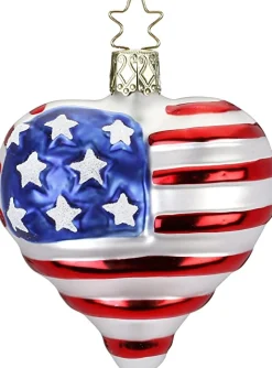 Glass^INGE Glas Patriotic Heart, Forever United, Red White Blue, 10231S018, Inge-Glas