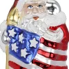 Glass^INGE Glas Patriotic Santa, Santa's Salut, Red White Blue, 10234S018, Inge-Glas