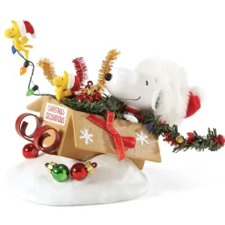 Clothtique/Fabriche Santas^Enesco Pd, Peanuts One-Bird Open Sleigh, 4052331, Possible Dreams