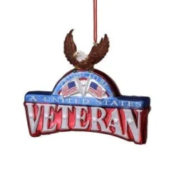 Kurt S Adler Proud To Be A United States Veteran Glass Plaque With Eagle Ornament, J1354 Best Sale