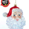Glass^Kurt S Adler Santa Head Glass Ornament, T2290