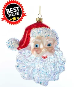 Glass^Kurt S Adler Santa Head Glass Ornament, T2290