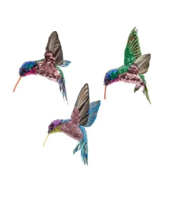 Resin^Kurt S Adler Sequined Hummingbird Ornament, 3 Assorted, C0804, Kurt Adler