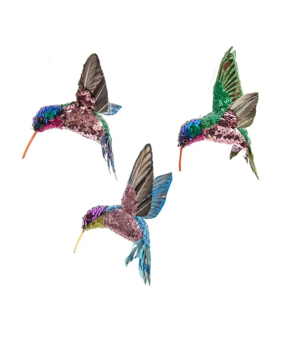 Resin^Kurt S Adler Sequined Hummingbird Ornament, 3 Assorted, C0804, Kurt Adler