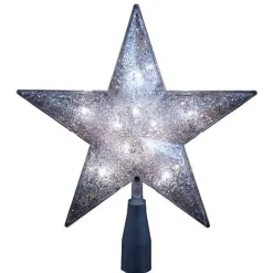 Kurt S Adler Silver Glitter Star Tree Topper 10/L 5-Point, Ul1985/S Best