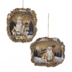 Resin^Kurt S Adler Winter Woods Santa Frame Ornaments, C7662