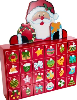 Santas^Kurt S Adler Wooden Santa Advent Calendar With Drawers, D3264, Kurt Adler