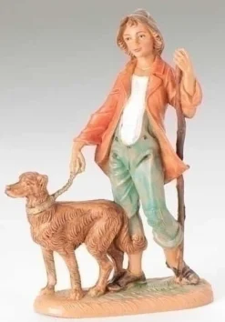 Fontanini Zachariah Villager W/Dog, 5", , 52582 Hot